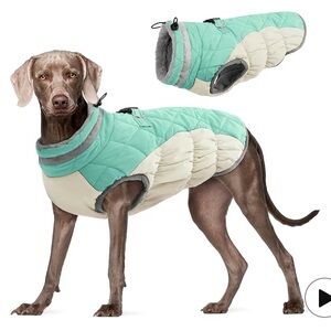 Cozy Quilted Dog Jacket - Mint and Cream